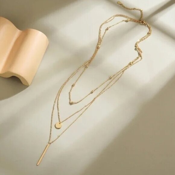 14K Gold filled Layering Bar Necklace - Picture 3 of 5